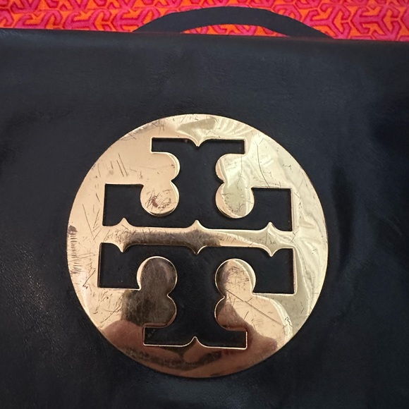 Tory Burch Black and Gold Clutch/Shoulder Bag with Signature Logo w/ dust bag - Picture 2 of 3